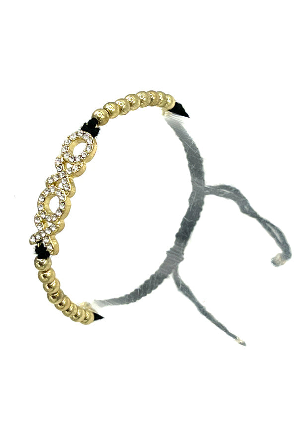 XOXO Rhinestone Charm Cord Bracelet