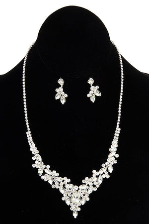 CRYSTAL FRAMED GEM BIB NECKLACE SET