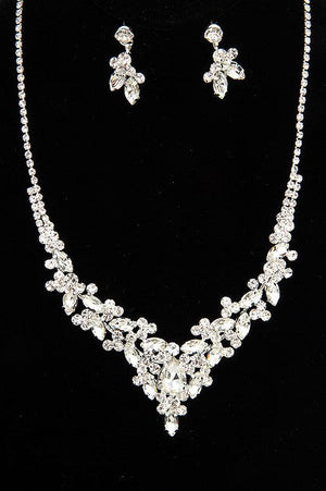 CRYSTAL FRAMED GEM BIB NECKLACE SET