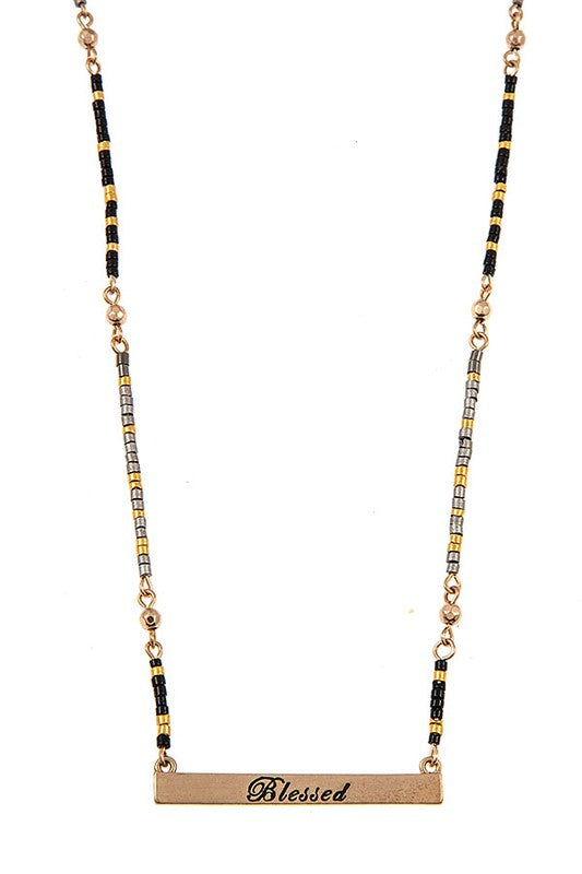 Blessed Bar Beaded Necklace