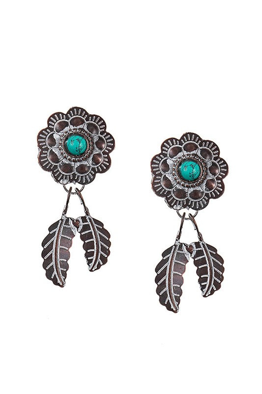 FLORAL ETCHED DANGLE EARRING