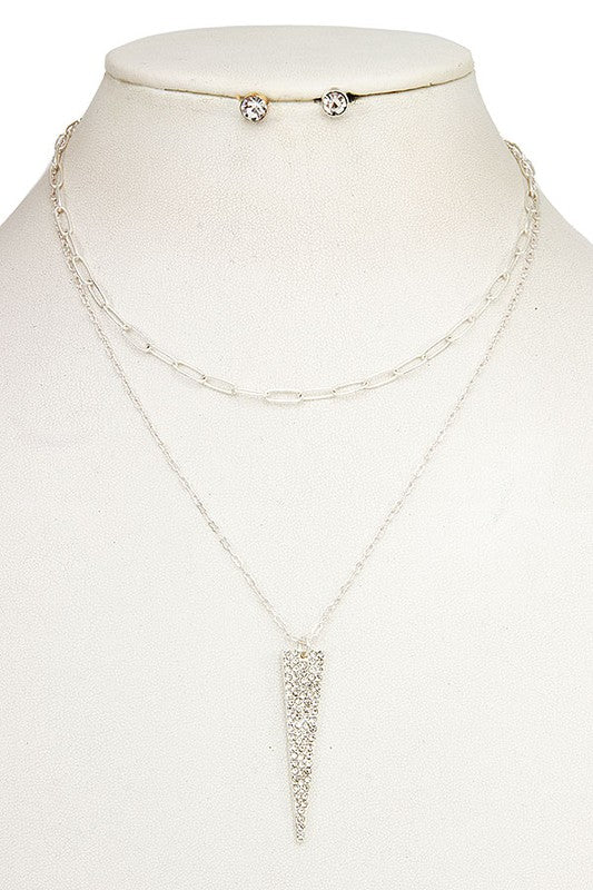 Triangle Pendant Layered Necklace Set