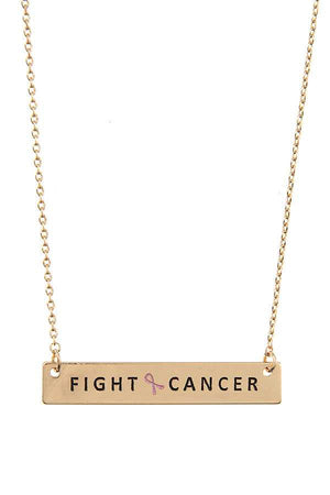 FIGHT CANCER BAR PENDANT NECKLACE