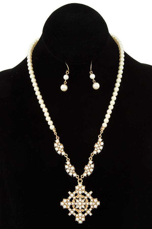 PEARL ORNATE PENDANT NECKLACE SET