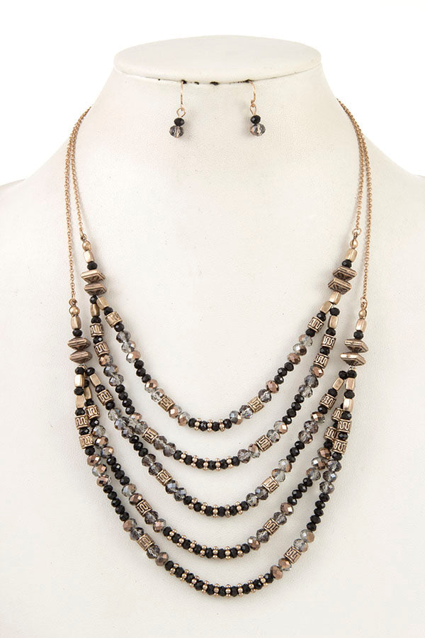 BEADED ORNATE LAYERED NECKLACE SET