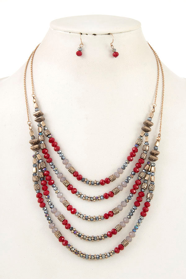 BEADED ORNATE LAYERED NECKLACE SET