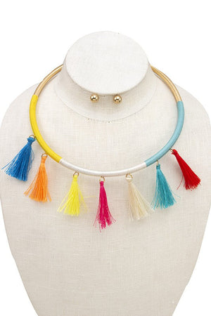 Tassel Cord Collar Necklace Set