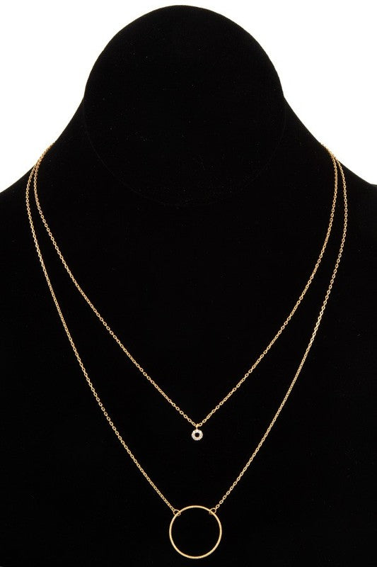 Double Row Ring Pendant Necklace