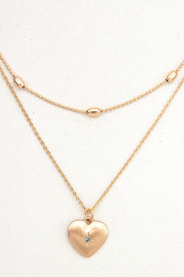 Layered Heart Pendant Necklace