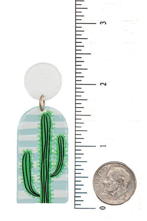Stripe Cactus Accent Dangle Earring