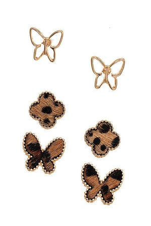 Mix Butterfly Post Earring Set