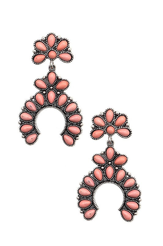Squash Blossom Gemstone Drop Earring