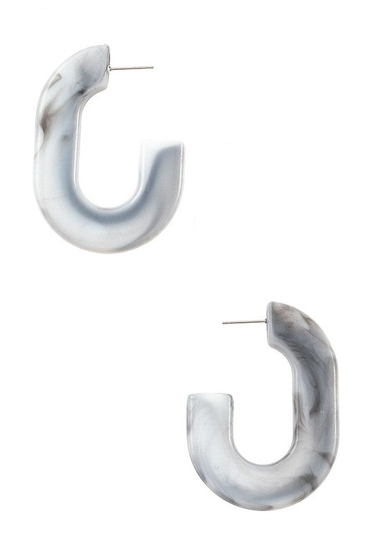 Semi Oval Flat Stone Drop Earring