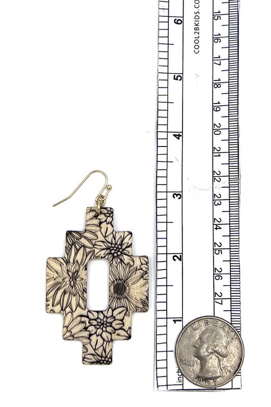 Floral Wood Print Earring
