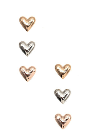 Multi Puffed Heart Post Earring