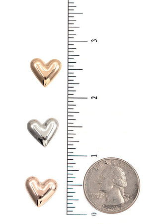 Multi Puffed Heart Post Earring