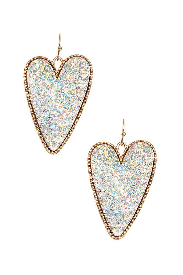 Obling Glitter Dangle Heart Earring