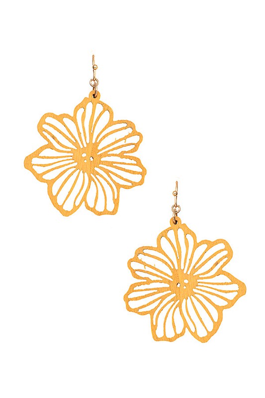 Wooden Floral Cut Out Earring