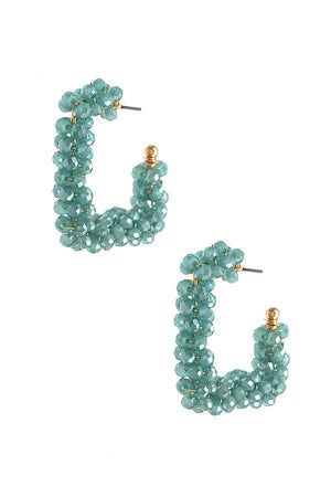 Cluster Faceted Glass Bead Semi Rectangle Earring