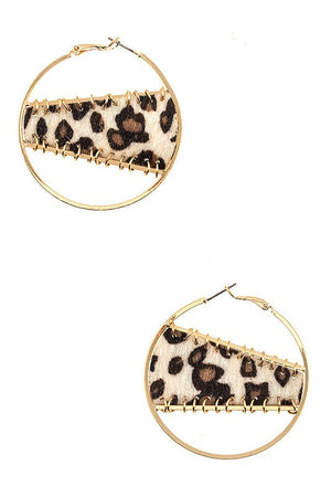 Animal Pring Circle Accent Dangle Earring