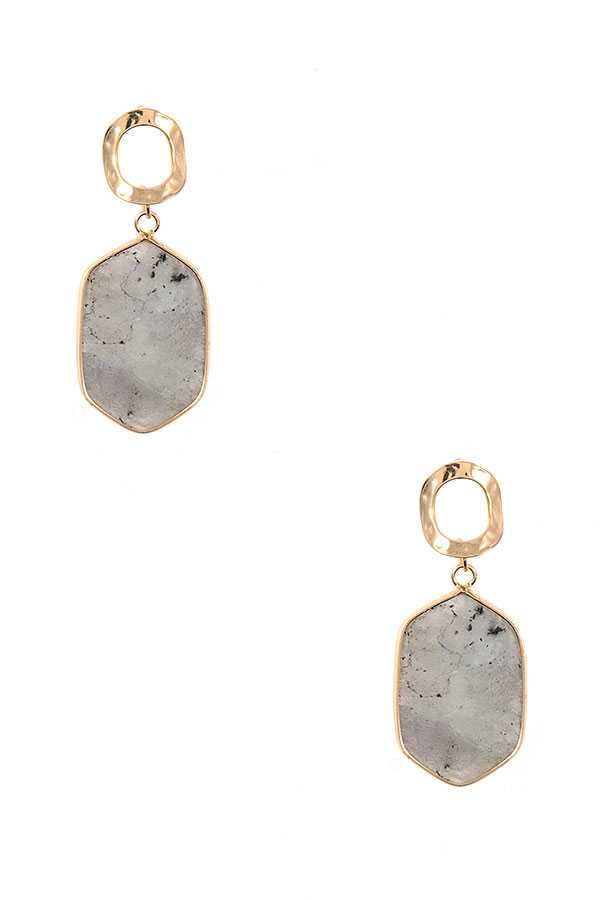 FACETED STONE DROP EARRING 