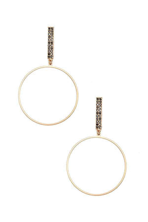 BAR GEM PAVE CIRCLE DANGLE EARRING