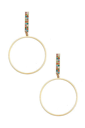 BAR GEM PAVE CIRCLE DANGLE EARRING