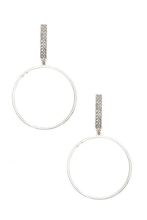 BAR GEM PAVE CIRCLE DANGLE EARRING