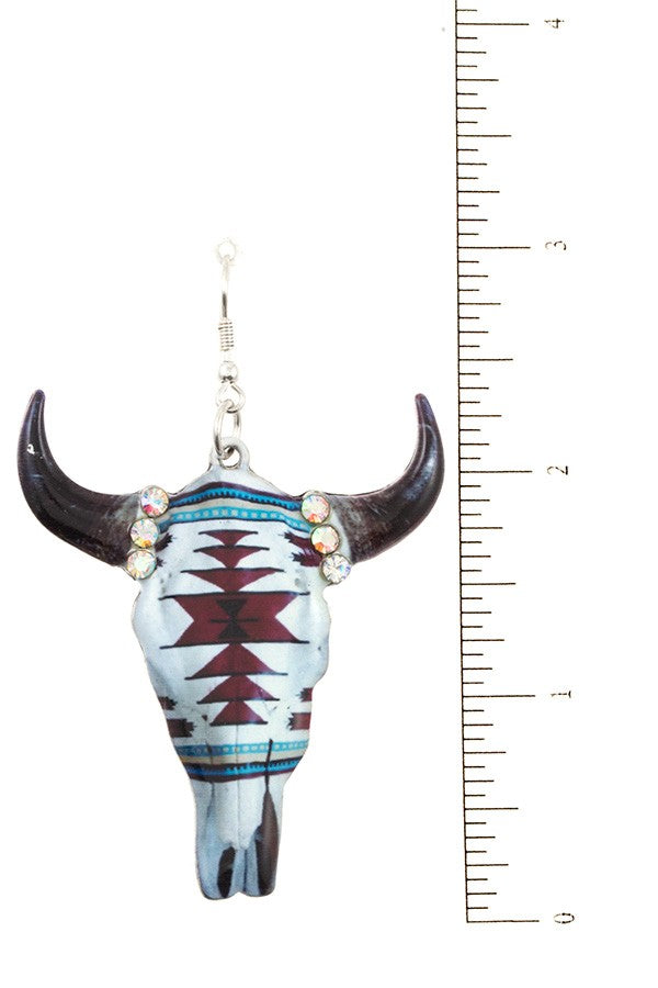 Bull Head Tribal Print Earring