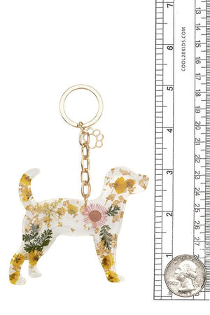 Floral Dog Resin Keychain