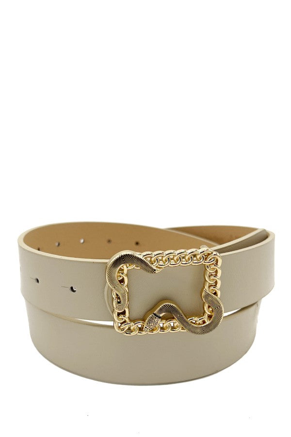 Snake Chain Accent Fashion Buckle Belt