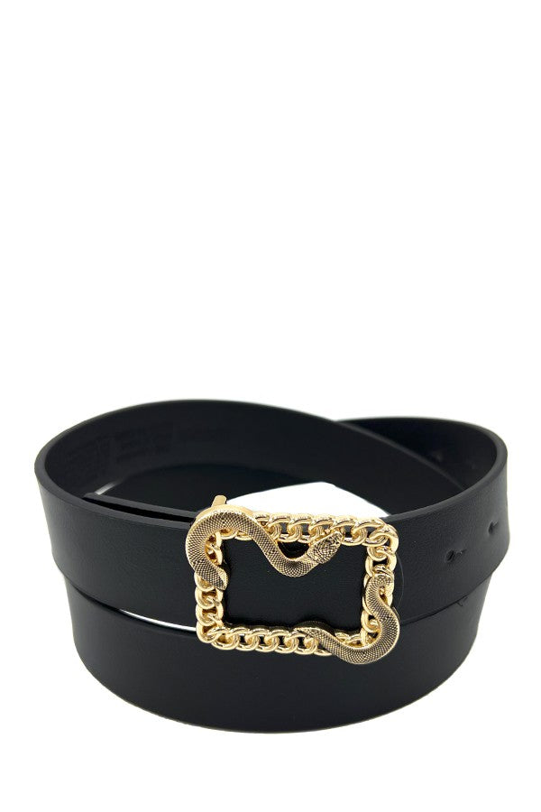 Snake Chain Accent Fashion Buckle Belt