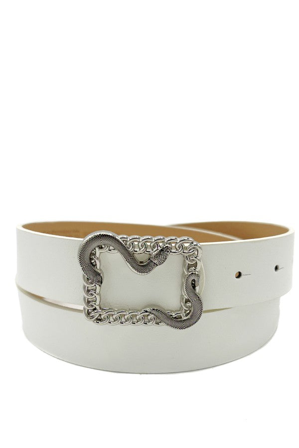 Snake Chain Accent Fashion Buckle Belt