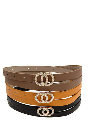 Rhinestone Infinity Buckle Fashion Belt Set