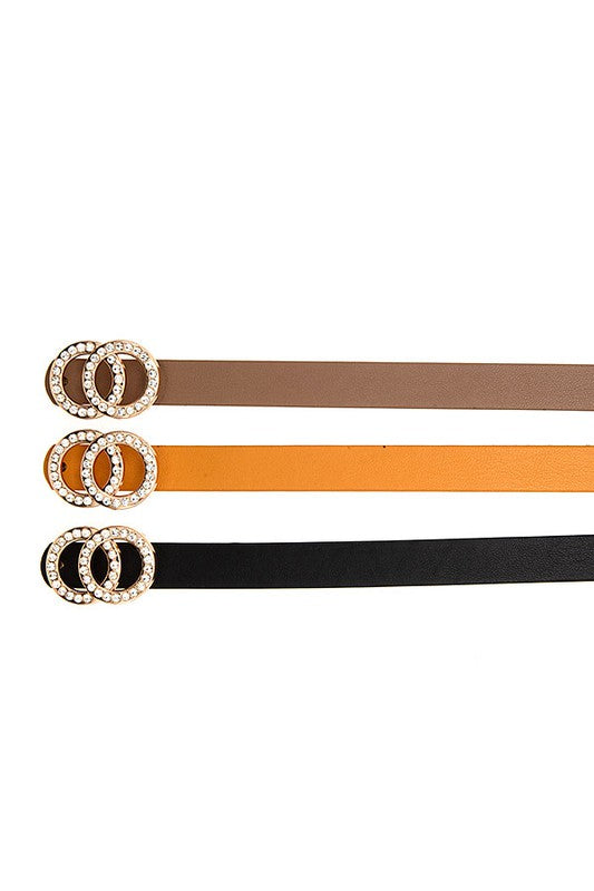 Rhinestone Infinity Buckle Fashion Belt Set