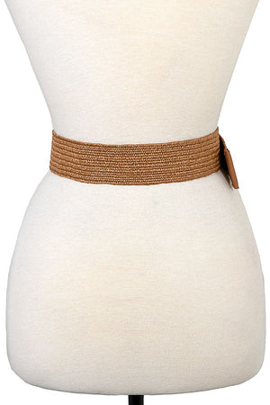 Square Acetate Buckle Straw Belt