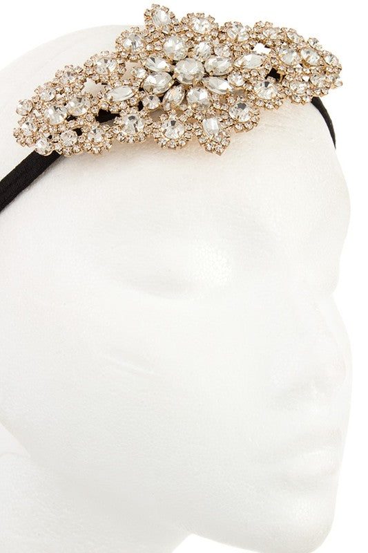 CRYSTAL GEM FLORAL ACCENT HEADBAND