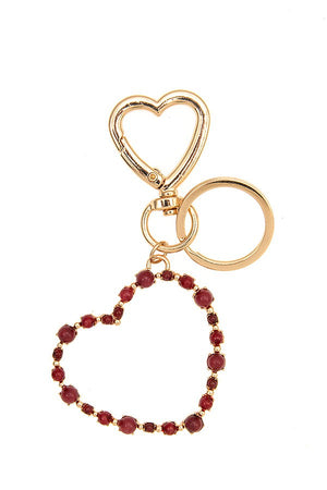 Semi Precious Bead Heart Keychain