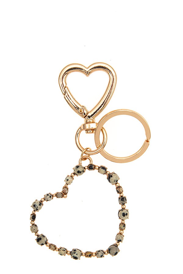 Semi Precious Bead Heart Keychain