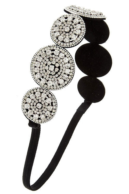 Round Link Rhinestone Pave Headband