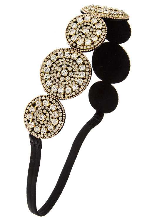 Round Link Rhinestone Pave Headband