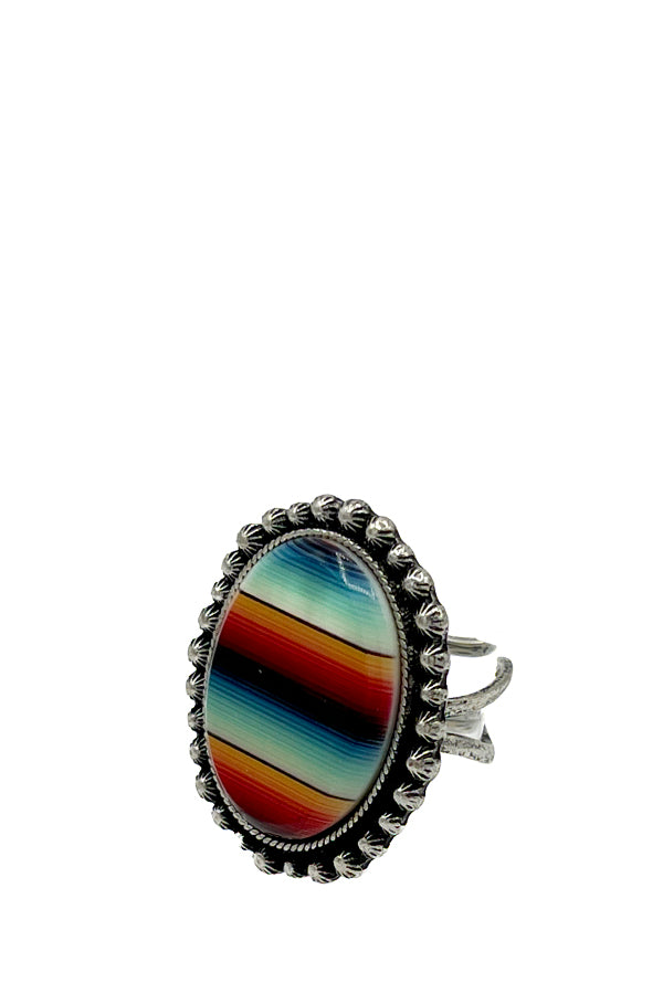 Oval Framed Gem Cuff Ring