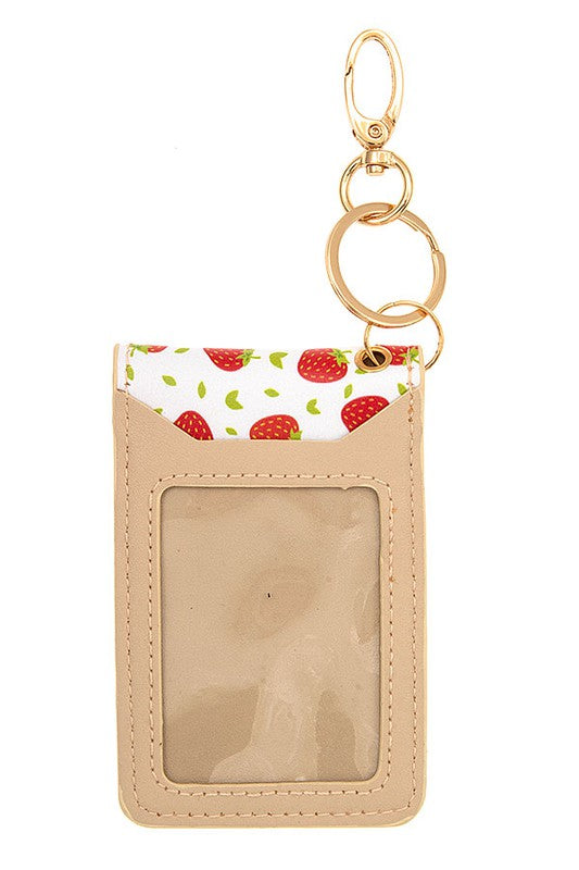 STRAWBERRY PRINT MINI CARD HOLDER /KEYCHAIN