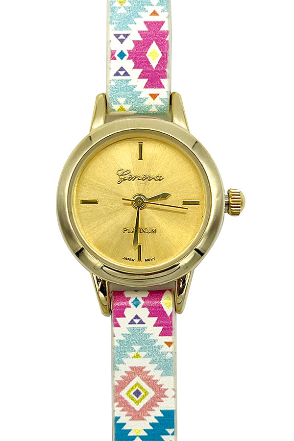 Mix Print Thin Fashion Watch