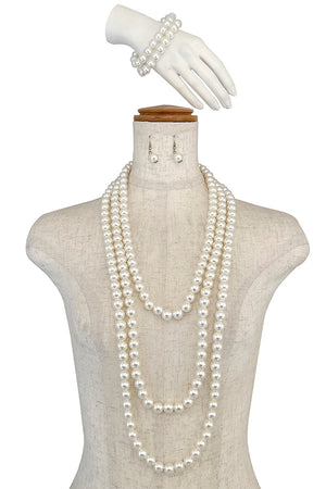 Pearl Elongated Necklace Set