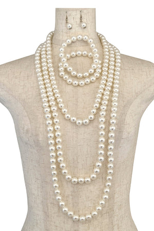 Pearl Elongated Necklace Set