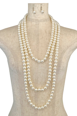 Pearl Elongated Necklace Set