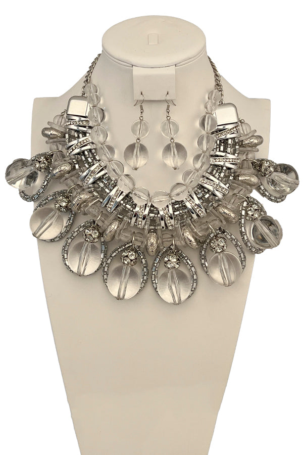 Mix Chain Ball Bead Bib Necklace Set