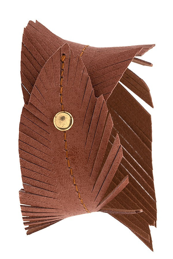 Fringe Leaf Wrap Genuine Leather Bracelet