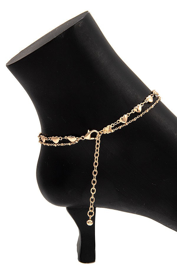 Link Heart Chain Anklet